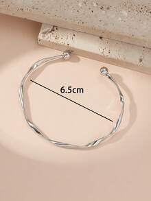 1pc Square Open Bangle Bracelet Set, Fashionable High-End Personalized Accessories - Gold - View 10
