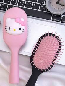 1pc,Hello Kitty Detangling Hairbrush, Portable Cushion Paddle Brush, Licensed Sanrio Character Design, Massage Comb For Girls(The Comb Is Smooth And May Have Slight Scratches, Which Is A Normal Phenomenon)