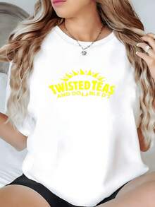 Negra de Manga Corta 1 unidad de Camisa de T 100% algodón para Mujer con Estampado Divertido de Slogan y Sol Camisa de T con Estampado Digital 220 Gramos Estilo Urbano Casual y Cómodo - Blanco - Ver 1