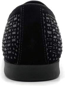 Men's Pointed Toe Rivet Dress Shoes Glitter Modern Metallic Slip On Loafers Plus Size-20256688 - Purple - View 8