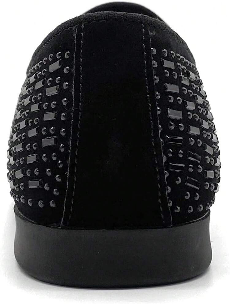 Men's Pointed Toe Rivet Dress Shoes Glitter Modern Metallic Slip On Loafers Plus Size-20256688 - 紫色 - 查看 8