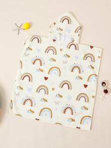 1 件柔软可爱沙滩巾，适合男孩女孩 - 适合 1.4 米以下的婴儿儿童，儿童连帽沙滩浴巾全长 24x41 英寸，幼儿带帽泳池毛巾