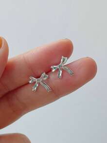 2 chiếc hoa tai đính nơ sang trọng dành cho nữ, hoa tai mạ bạc Zirconia, quà tặng tiệc sinh nhật, tốt nghiệp, trang sức cưới cho vợ bạn gái, ngày lễ tình nhân, ngày lễ tình nhân - vàng trắng 1104 - Xem 10