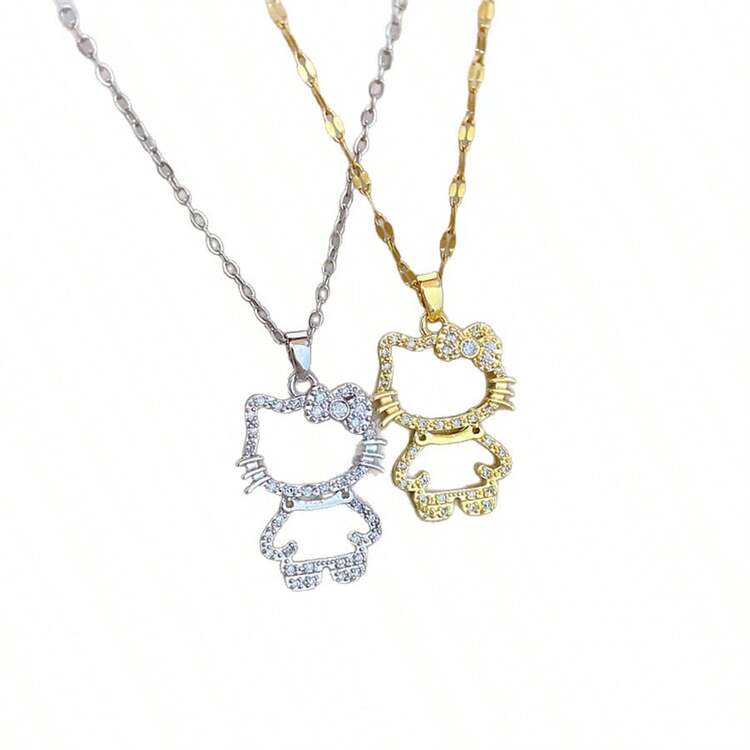 Sanrio 1件三丽鸥卡通人物Hello Kitty可爱镂空吊坠项链，适合作为女士珠宝配饰或礼物 - 彩色 - 查看 7