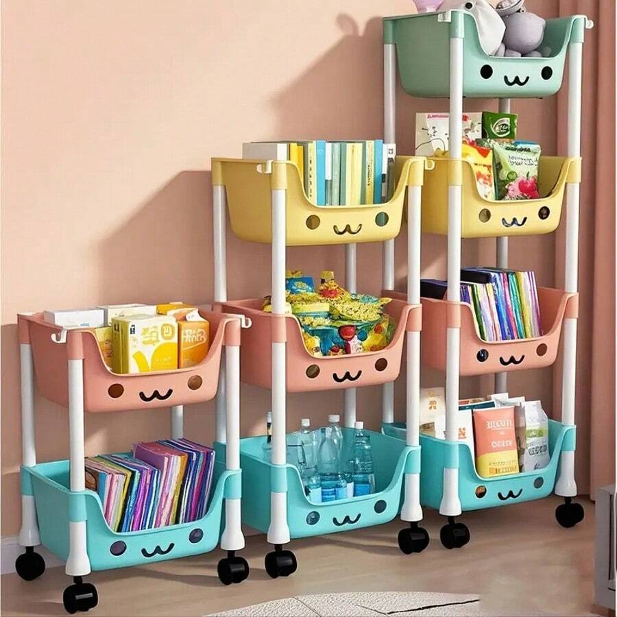 Multi-Layer Storage Rack Multi-Layer SPA Storage Cart - PABA, Non-Electric, Mobile Storage Rack With Wheels, 3/5 Layers, Suitable For Living Room, Bedroom Dormitory Book Storage Rack, Bedside Cart, Utility Cart, Book Cart, Roller Cart, Baby Stroller Storage Box, Kitchen Storage Box, Diaper Cart, Bathroom Storage Box - Màu-5 lớp - Xem 1