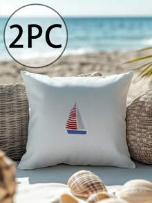 1 件/2 件/3 件/4 件帆船图案柔软舒适装饰抱枕套，带隐藏拉链，适用于沙发卧室、海滨度假户外，无插入物