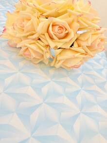 1 Stück rechteckige hellblaue Diamantmuster Tischdecke - elegante und modische bedruckte, wasserabweisende und fleckenfeste Polyester Tischdecke, geeignet für Zuhause, Café, Bar, Outdoor-Picknick, Feiern, Hippie-Atmosphäre und Dekoration zum ersten Mal um die Sonne