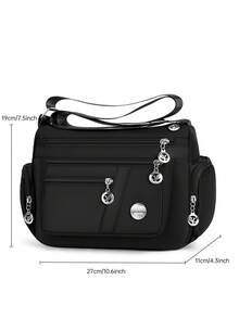 حقيبة كتف كاجوال ذات سعة كبيرة متعددة الجيوب بلون أحادي عصري للأمهات