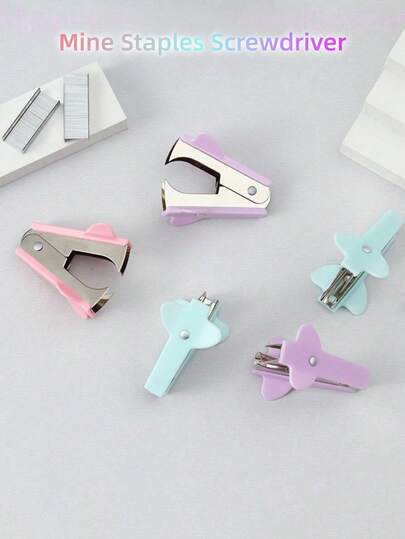1pc Mini Staple Remover & Screwdriver, Stapler Set, Portable & Practical, Easy To Remove Staples, Protect Your Manicure, Suitable For Office & School Supplies