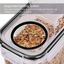 THELIFE 4入組穀物儲存容器套裝，塑料密封食品容器，共84.5液體盎司，適用於穀類、零食、麥片、糖和其他食品。附帶1張貼紙和記號筆標記。 - 白色 - 查看 4