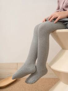 1pc Children's Fleece Tights, Autumn/Winter Baby Leggings, Girls Stirrup Stockings - Multicolor - View 7