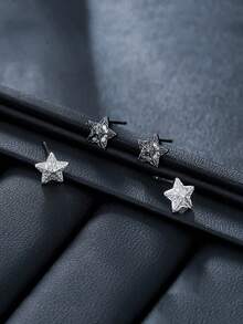 2 件经典男士耳环，男士银色方形耳钉，简约耳环，男士珠宝，男士礼物，送给男朋友丈夫的礼物 - A款 - 查看 10