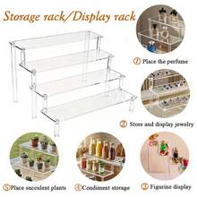 1pc Luxury Transparent Acrylic Multi-Tier Perfume Display Stand, Home Decor | Room Beauty Storage Display Rack, Home Decor. Suitable For Organizing And Storing Kitchen Accessories. - Clear - View 3