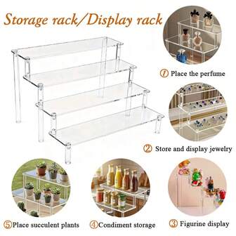 1个40厘米（15.75英寸）/20厘米（7.87英寸）奢华透明亚克力多层香水展示架，家居装饰 | 房间美容收纳展示架。也适用于整理和收纳美甲用品和厨房配件。圣诞礼物。