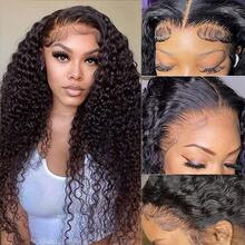 Burmese Curly 13x4 Full Lace Frontal Wigs Human Hair 250% Density Water Wave For  Women Wet And Wavy Pre Plucked HD Lace Front Wigs Human Hair With Spiral End Natural Color - Natural Black - 查看 3