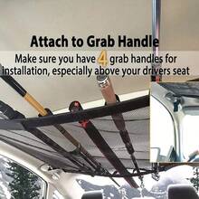 1pc Car Roof Fishing Rod Holder Net - Adjustable 5-Rod Capacity, Lightweight Space-Saving Design With 4 Grab Handles, Durable Mesh Bag For SUVs Trucks - Perfect Gift For Anglers & Outdoor Enthusiasts, Vehicle Gear Organizer | Secure Fixing Straps, Car Fishing Rod Holder - Black 1PC - View 7