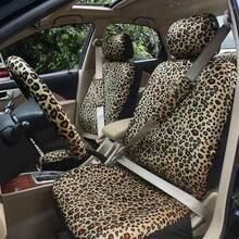 AUTOFAN Leopard Car Seat Covers Full Set With Steering Wheel Cover 2 Seat Belt Pads Cheetah Print Seat Covers For Cars For Women Airbag Compatible Universal Fits For Cars SUV Truck - 動物豹子 - 查看 3