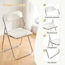 2-Piece/4-Piece/6-Piece Acrylic Folding Chair Sets, Stackable, Lightweight And Durable, Modern Armless Design, Suitable For Indoor/Outdoor Use, Perfect For Holiday Parties. - White - View 4