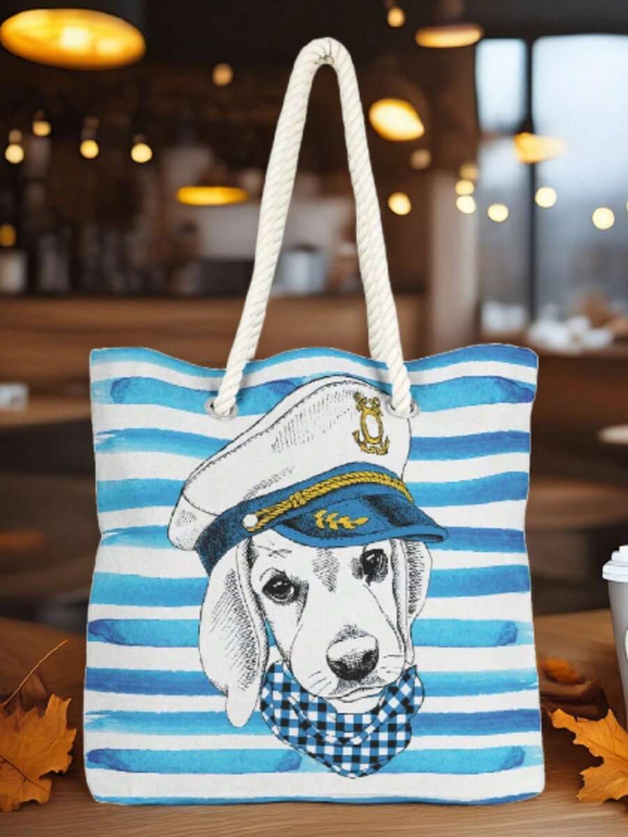 This Summer's Must-Have Bag! – Rope Handle Shoulder Bag | 40x40 Cm | Made In Turkey - Black and White - View 1