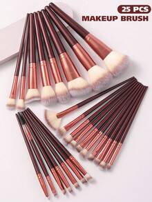 45pcs Makeup Brush Set Includes 25 Soft Makeup Brushes: Powder Brush, Blush Brush, Contour Brush, Shaping Brush, Foundation Brush, Nose Brush, Eyeshadow Brush, Eyebrow Brush, Lip Brush, Detail Brush; Also Comes With 1 Travel Makeup Bag, 3 Triangle Makeup Sponges, 3 Liquid Makeup Blenders, 6 Finger Makeup Sponges, 6 Mini Makeup Blenders And 1 Brush Cleaning Bowl. Professional Makeup Brush Set To Help You Create Perfect Makeup Look. - Burgundy - View 3