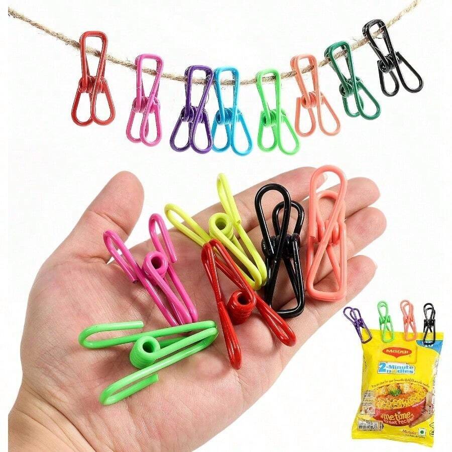 10pcs Metal Bag Clips - Compact & Portable Food Freshness Sealers - Multicolor - View 1