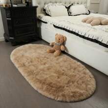 1pc Faux Fur Rug, Multiple Colors Available, 120cm Long X 60cm Wide, Non-Slip, Handwash & Machine Washable, Suitable For Autumn/Winter, Oval Shaped Carpet For Living Room, Bedroom, Bedside, Sofa, Wedding, Christmas, Fireplace, Dining Table, Outdoor Patio, Plush Soft Luxury Home Decor