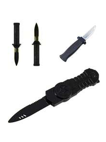 1 peça de faca de plástico retrátil assistida por mola novidade susto brincadeira falsa adereço