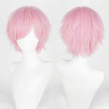 12 英寸黑色多色动漫假发带刘海 - 耐热，短直发款式，适合万圣节角色扮演和日常佩戴 - 彩色 - 查看 25