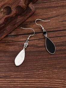 1 Pair Fashionable Blue-Green Ombre Water Drop Pendant Earrings For Women, Versatile Lightweight Dangle Jewelry, Stylish Daily Wear Or Party Accessory, Elegant Statement Earrings, Unique Gift Idea For Girls & Ladies - màu đen - Xem 6