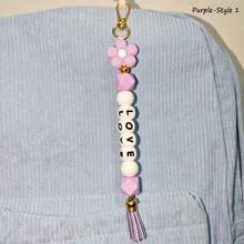 1-Piece Flower Bag Charm, Tassel Pendant, Available In Multiple Flower Colors, Customizable With Name And Initials Beads, Suitable As A Birthday/Holiday Gift For Mother/Family/Girlfriend. - Multicolor - View 41
