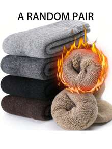 1/5 pares de calcetines de media caña de unicolor con forro polar grueso para hombres, calentadores de piernas cómodos y sencillos, adecuados para uso diario, invierno