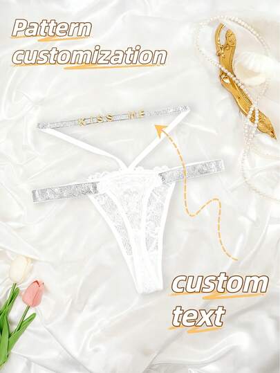 1 Piece Custom Women's Black Lace Panties, Letter Customization, Gold Letter Customization, Silver Letter Customization, Name Customization, Phrase Customization Couple Gifts, Friends Gifts, Birthday Gifts, Christmas Gifts, Holiday Gifts