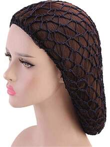 Women Soft Rayon Snood Hat Hair Net Crocheted Hair Net Mix Colorshalloween - FW-12-海軍 - 查看 10