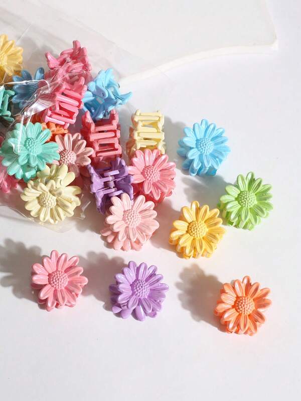 15/20/30pcs Mini Flower Shaped Claw Clips, Coffee Color Small Hair Clips, Bangs Clips, Hair Accessories (20pcs One Size) Elegant Hair Clutch