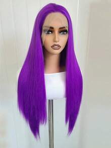 Dark Purple Straight Lace Front Wigs Human Hair For Women 13x4 HD Transparent Lace Frontal Wigs Human Hair Pre Plucked With Baby Hair 250 Density Purple Colored Bone Straight Glueless Wigs Human Hair Natural Hairline - 紫色 - 查看 7