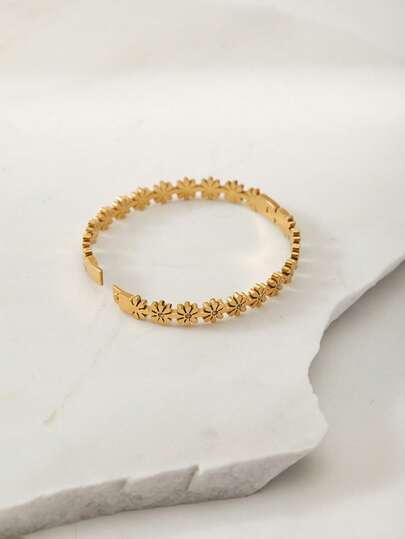 Clariva أساور من الفولاذ المقاوم للصدأ على شكل زهرة الأقحوان والزركونيا، مناسبة للنساء للحفلات والاستخدام اليومي، تصميم زهري كلاسيكي، هدية مجوهرات للمعصم، هدايا عيد الميلاد