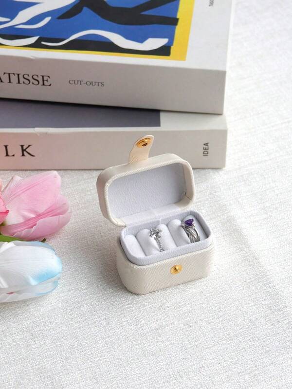 Caja de joyería de viaje compacta y portátil minimalista de cuero - Organizador de joyería pequeño para anillos, aretes, collares, pulseras, relojes y accesorios - Estuche de almacenamiento de joyas portátil multifuncional con compartimentos y espejo