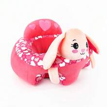 Libsit New Red Heart Rabbit Baby Sitting Chair, Plush Chair Child Chairs For Toddlers, Plush Baby Sit Up Chair, Support Sofa, Sit Me Up Floor Seat For Baby, Soft Plush Cartoon Animals Learning To Sitting Chair Seats, Playful Design For Youngsters Support Seat