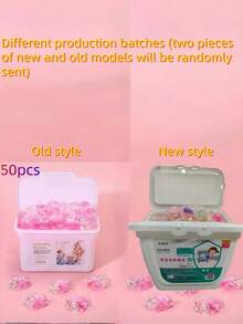 5-In-1 Laundry Detergent Capsules, Fragrance Beads, Fabric Softener, Concentrated Laundry Liquid, Laundry Pearls, Deep Cleaning Stain Removal Laundry Pearls, Long-Lasting Fragrance, Lint Removal, 50pcs 3-In-1 Cherry Blossom Laundry Detergent Capsules, Powerful Cleaning, Softening, Stain Removal Laundry Balls (Random Old/New Version)