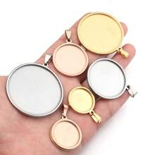 5pcs/Pack Stainless Steel Round Tray Cabochon Base, Necklace Bracelet Pendant Decor DIY Jewelry Supplies Cabochon Tray - Pendant Base - View 16