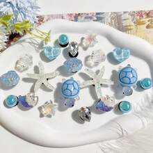 20 قطعة/عبوة أزرق سلسلة قشرة السلحفاة البحرية زينة للأحذية قابلة للفصل، مناسبة للصنادل المنصة المثقبة والشباشب والأحذية البيتية والأحذية الشاطئية، اكسسوارات أحذية DIY