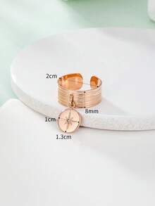 1pc Niche Fashionable Star Shaped Inlaid Open Ring - Silver - View 11