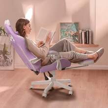 Cute Gaming Chair With Cat Ears & Cat Paw Lumbar Support, Ergonomic Reclining PC Chair For Kids, Girls & Teens, With Footrest, Headrest & Adjustable Features - Màu tím - Xem 7