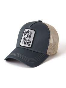 1 Piece Poker Embroidery Trucker Hat, Unisex Casual Outdoor Sun Protection Fitted Cap - Mesh Hat (trucker Hat) - View 19