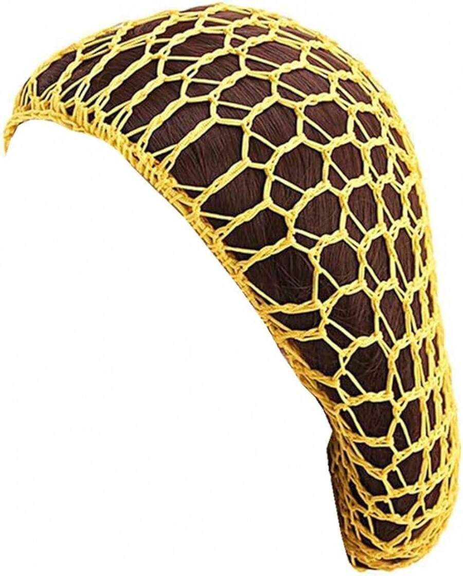 Women Soft Rayon Snood Hat Hair Net Crocheted Hair Net Mix Colorshalloween - Fw-12-黃色 - 查看 1