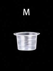 100/1000 Pieces S/M/L Disposable Tattoo Without Base, Ink Cup, Plastic Pigment, Transparent Bracket, Container Cap, Tattoo Permanent Makeup Micro Coating Supply - Clear - View 12