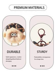 1PC Cute Otter Rabbit Fur Leopard Pattern Bow Small Coal Ball Bag Pendant, Plush Car Keychain, Suitable For Backpacks, Shoulder Bags, Handbags, Keychains, Also Suitable As Birthday Gifts, Party Gifts - Multicolor - View 9