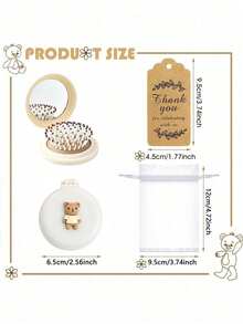 36 件 - 婴儿洗礼派对礼品、婴儿性别揭晓派对用品礼品、小巧的镜子梳子散装婚礼派对宾客礼品、便携式钱包旅行镜发刷套装（带感谢标签）欧根纱袋、带镜子的旅行梳（多色）、简约便携、可折叠梳子、纯色迷你折叠气囊按摩梳、口袋梳、便携式户外、家用 - 彩色 - 查看 2