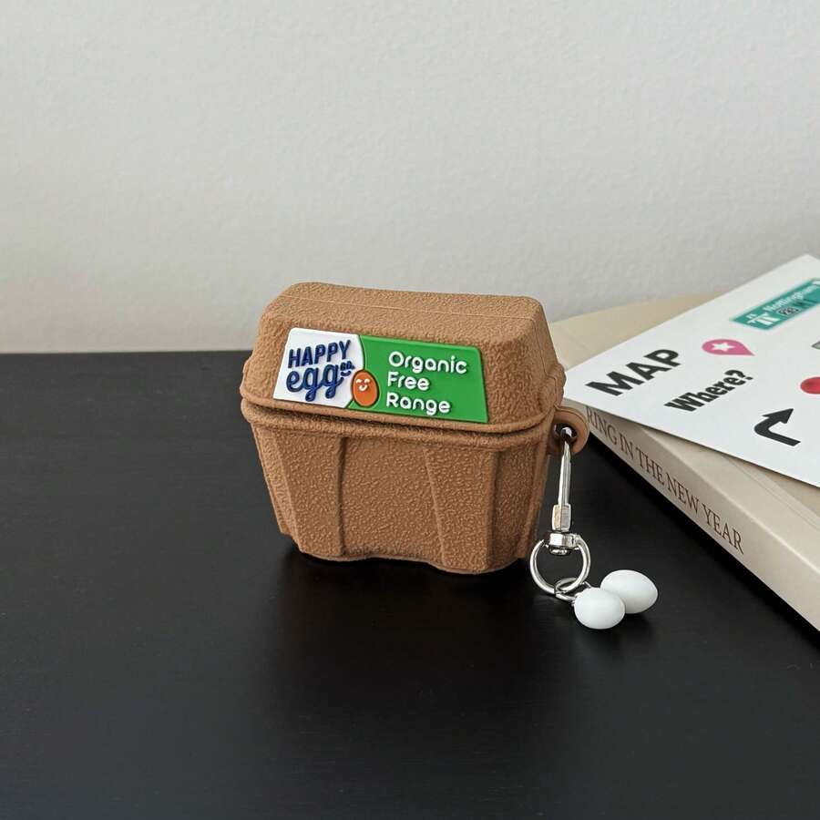 3D蛋形硅胶耳机保护套+鸡蛋挂件套装，兼容苹果Pro2/Pro3/4、FreeBuds 7i/6i/5i/FreeClip/Pro3/Pro4，时尚、个性化、简约、艺术耳机保护套 - 彩色 - 查看 1