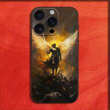Funda de Teléfono Compatible con  16,15,14,13,12,11,Pro,XS,Max,XR,Plus,E,Mini Negra Antigolpes Cool Archangel Michael Cross, Funda Compatible con  17,  17 Pro,  17 Pro Max - z4 - Ver 11